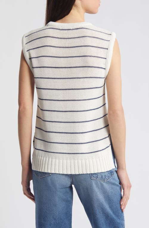 Madewell Stripe Melina Puff Trim Vest Bright Ivory In Bright Ivory