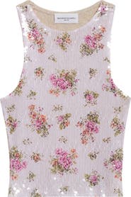 Brandon Maxwell The Noemi Paillette & Cashmere Floral Tank