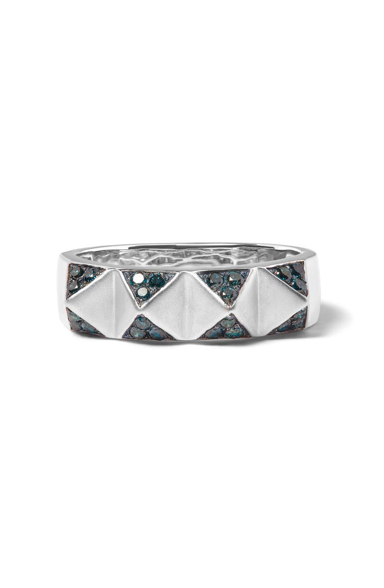 Haus of Brilliance 14K White Gold 1/4 Cttw Treated Blue Diamond Pyramid Band Ring, Alternate, color, White