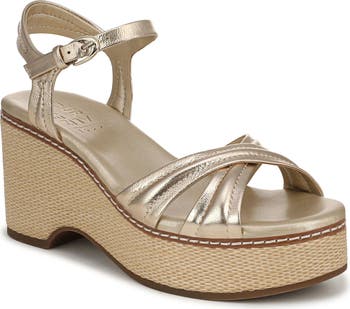 Naturalizer Dovie Raffia Ankle Strap Platform Sandal (Women