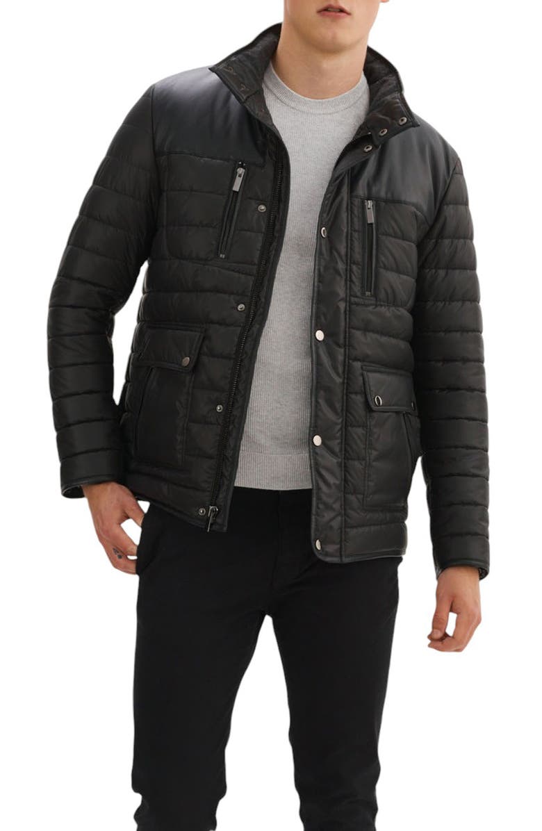 REGENCY Leather Trim Channel Quilt Jacket, Main, color, 