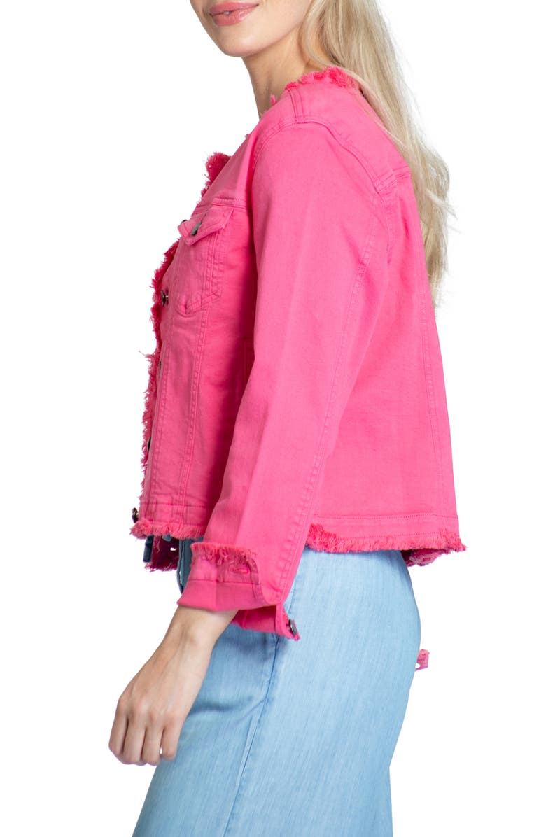 APNY Frayed Collarless Denim Jacket, Alternate, color, 