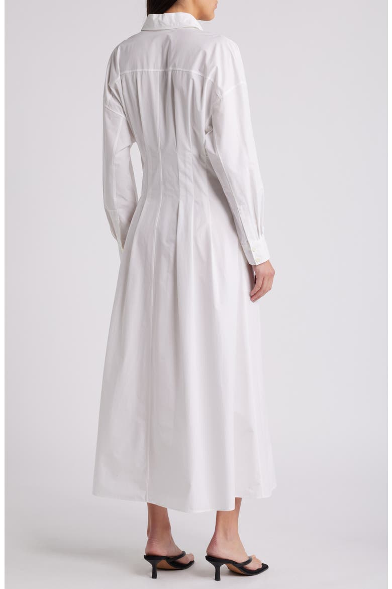 Nipped Long Sleeve Twill Maxi Dress, Alternate, color, WHITE