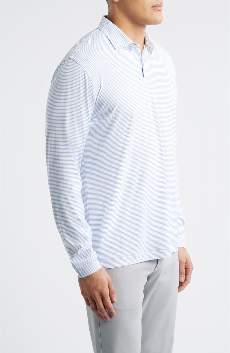 Peter Millar Featherweight Stripe Long Sleeve Performance Polo, Alternate, color, White