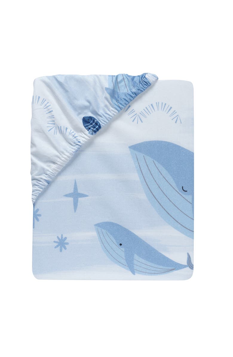 Lambs & Ivy Bubbles & Squirt 100% Cotton Whale/Ocean Fitted Crib/Toddler Sheet, Alternate, color,
