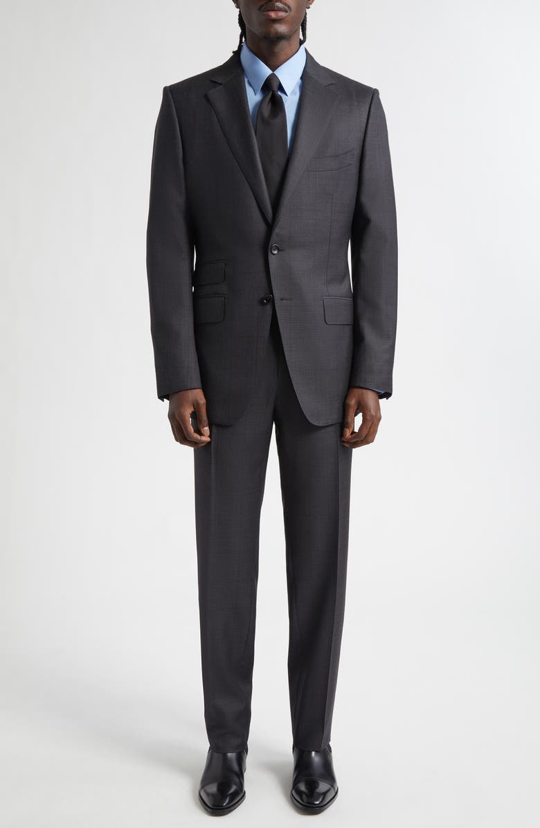 TOM FORD O'Connor Shadow Windowpane Check Wool Suit, Main, color, Anthracite