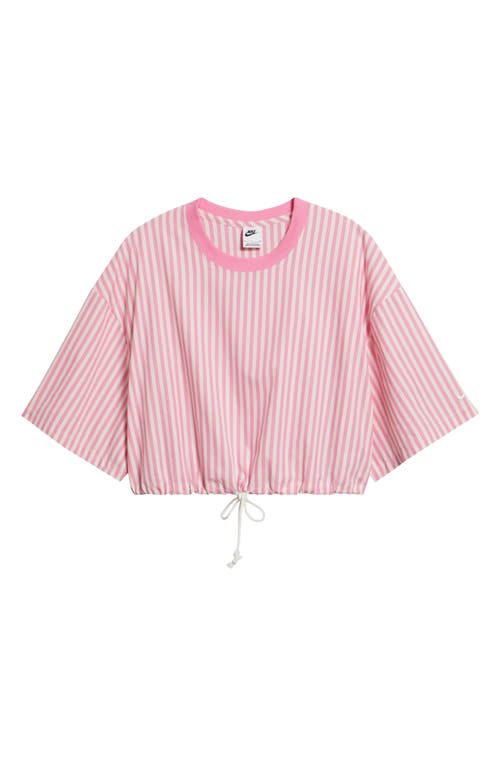 Nike Sportswear Stripe Cotton Poplin Shirt In Pink