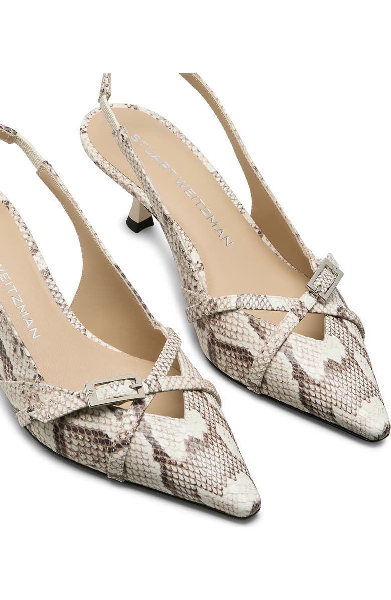 Stuart Weitzman Georgie Kitten Heel Slingback Pump, Alternate, color, Cream.