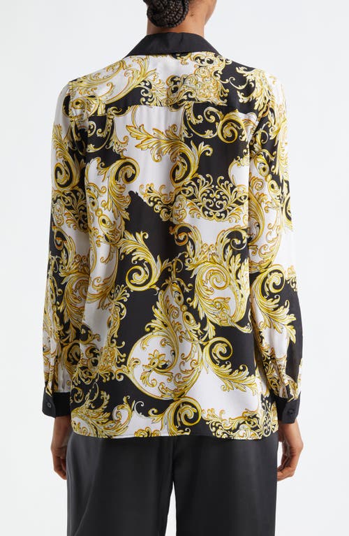 L'agence Gio Scroll Print Silk Button-up Shirt In Multi