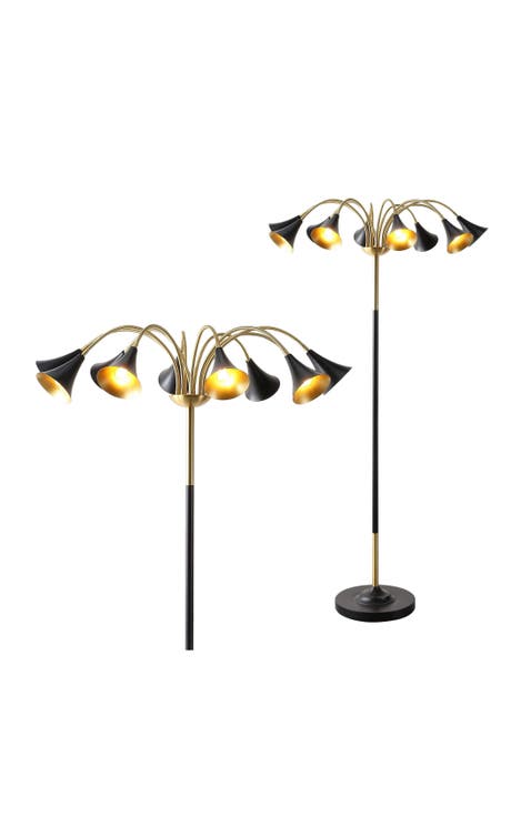 Vivian 61" 10-Light Mid-Century Modern Iron Medusa Multi Head LED Floor Lamp