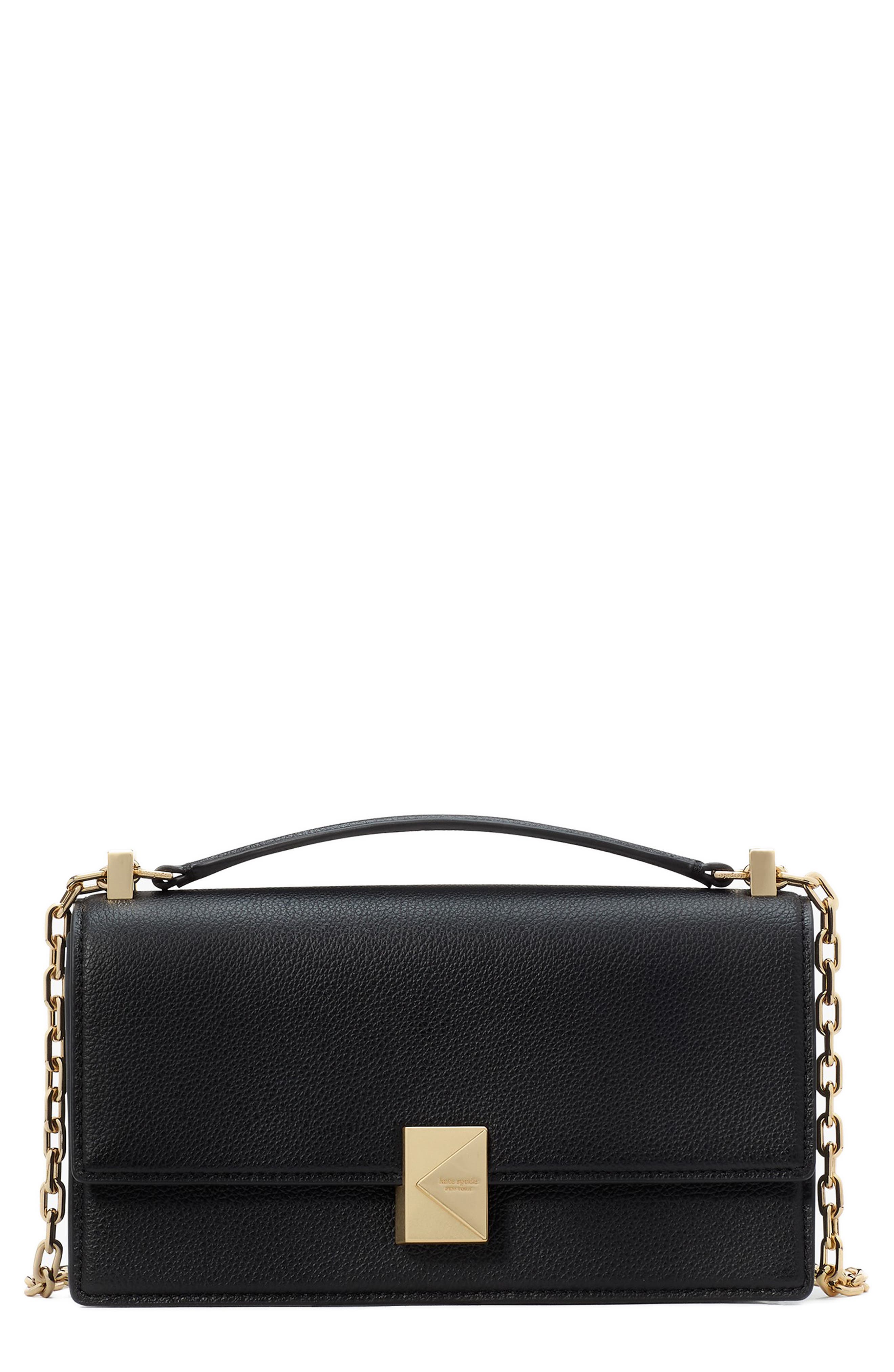 Kate Spade New York deco pebble leather convertible crossbody bag, Main, color, Black