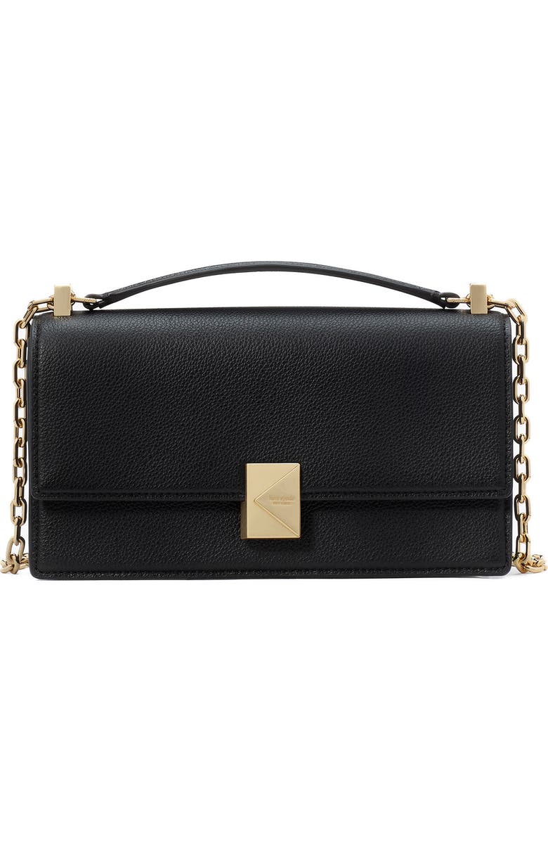 Kate Spade New York deco pebble leather convertible crossbody bag, Main, color, Black