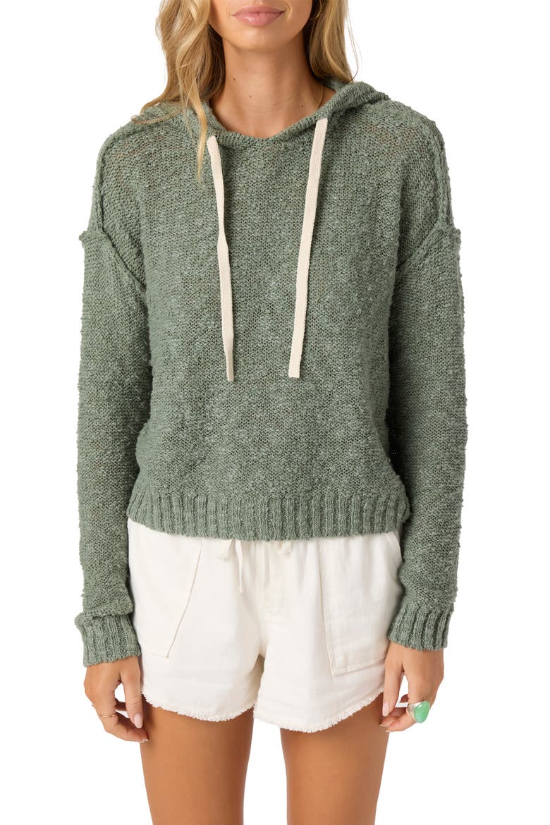 Jayne Cotton Blend Slub Hoodie, Main, color, SEA SPRAY