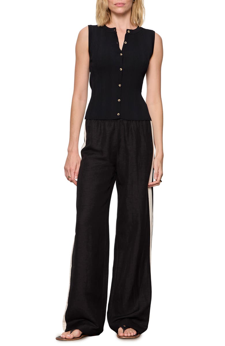 Sanctuary Manhattan Rib Knit Button-Up Sweater Tank, Alternate, color, Black