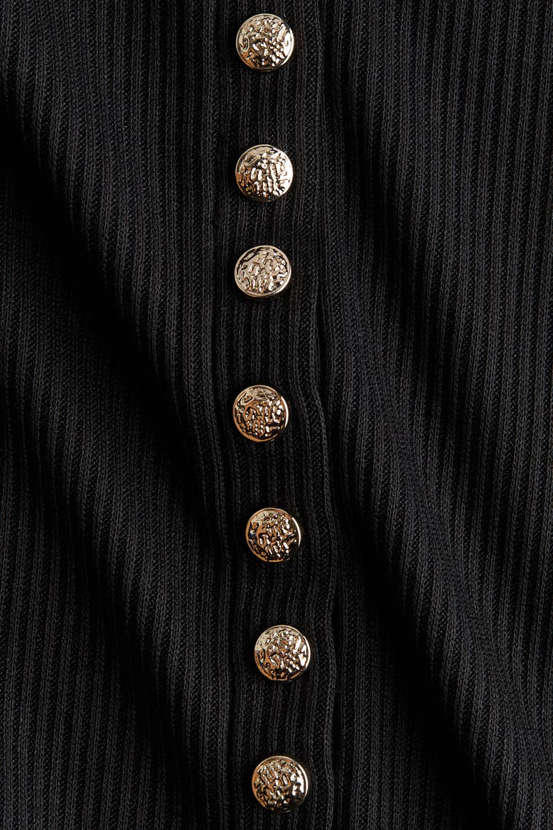 Fitted Rib-knit Cardigan, Alternate, color, Black