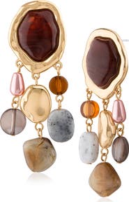 JARDIN Pebbled Mixed Stone Statement Drop Earrings