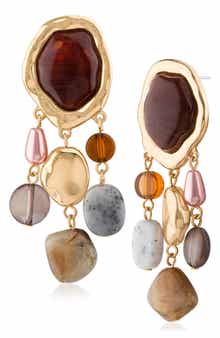 Pebbled Mixed Stone Statement Drop Earrings