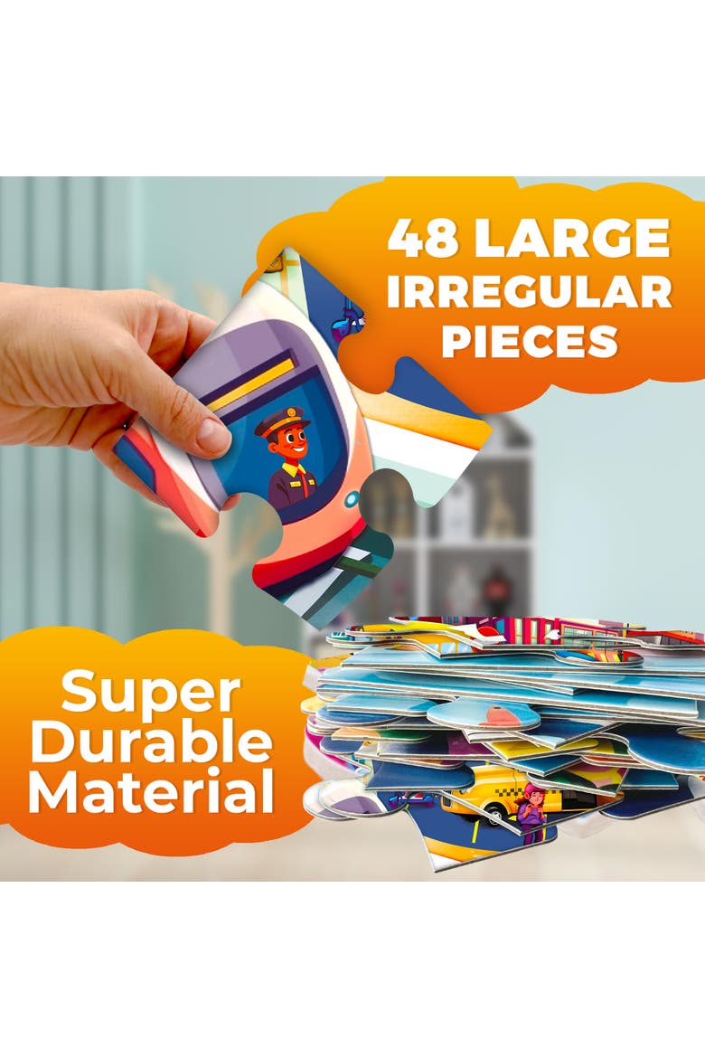 48-Piece Giant Floor Kids Jigsaw Puzzle - USA, World Map, City, and Vehicle Themes, Alternate, color, City Cars