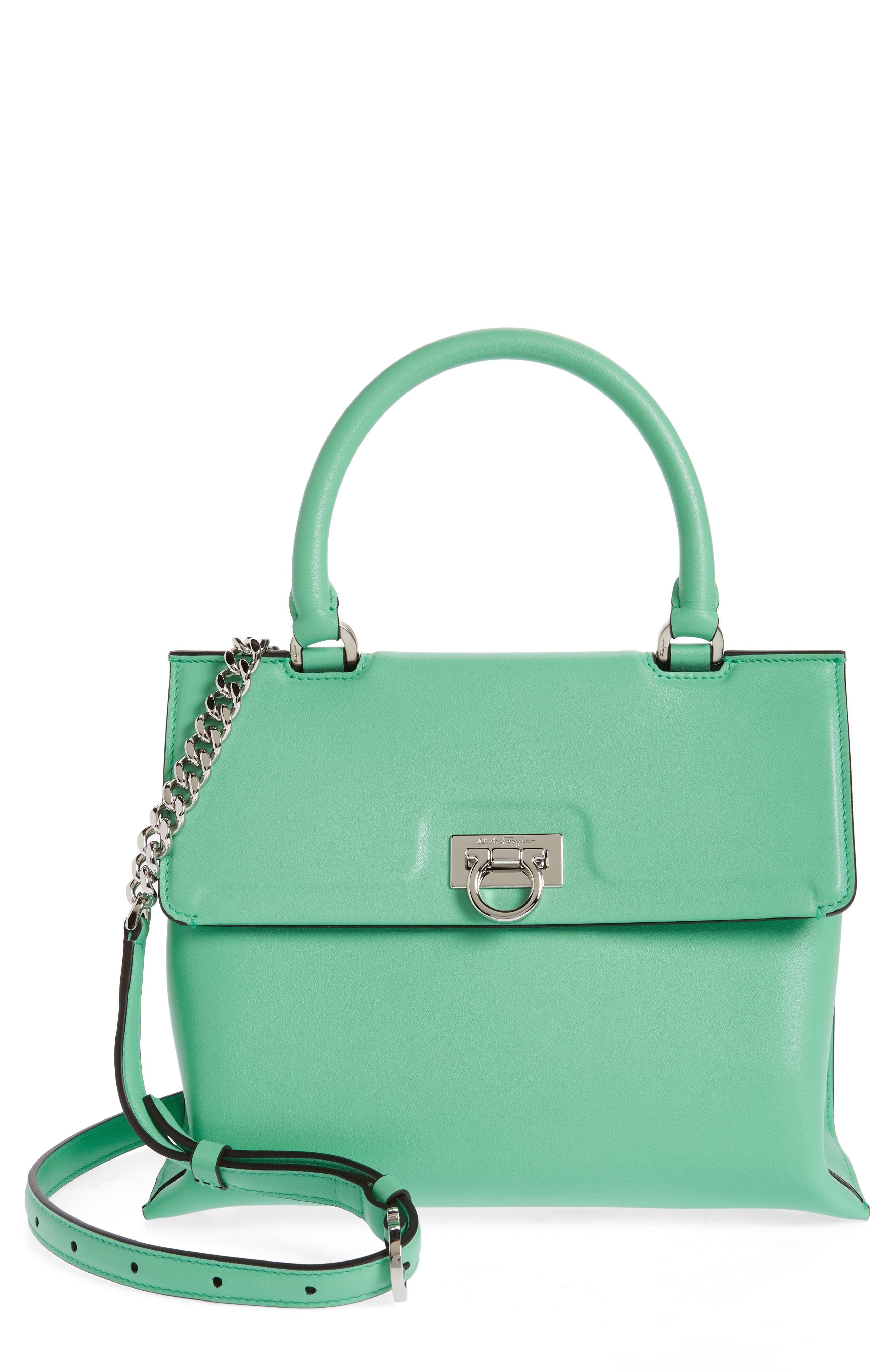 FERRAGAMO Salvatore Ferragamo Trifolio Leather Top Handle Bag, Main, color, 