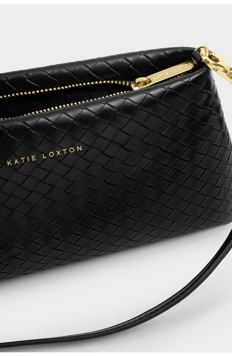 Katie Loxton Nova Woven Texture Clutch in Black, Alternate, color, Black