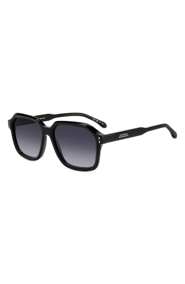 Isabel Marant 56mm Sqaure Sunglasses, Alternate, color, Black