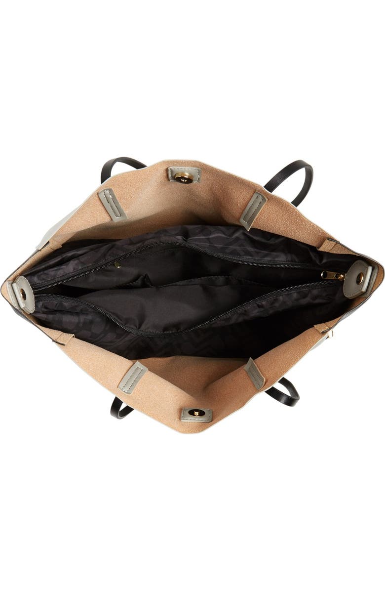 POVERTY FLATS by rian 'Colorful' Colorblock Faux Leather Shopper, Alternate, color,