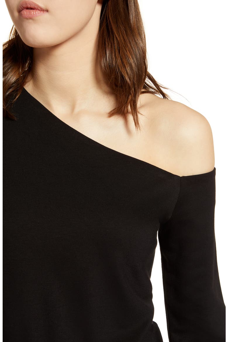 One-Shoulder Knit Tee, Alternate, color, BLACK