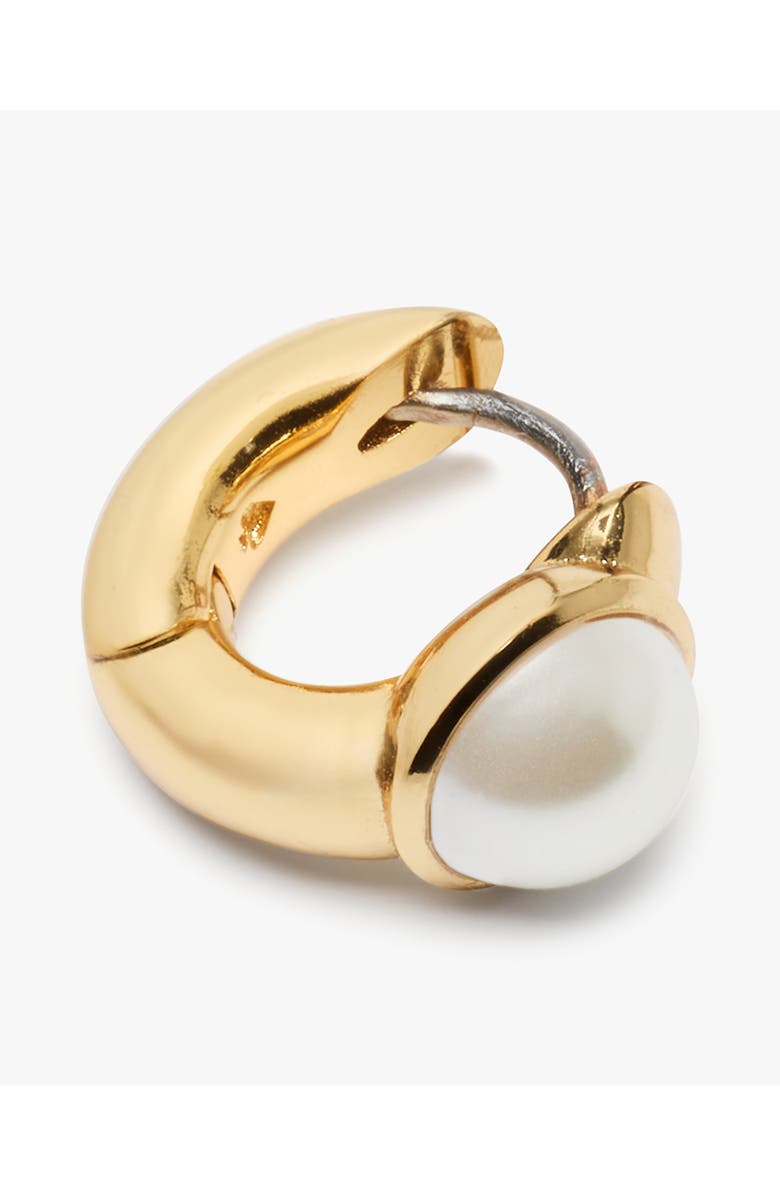 Kate Spade New York keep sparkling huggie hoop earrings, Alternate, color, Cream/ Gold
