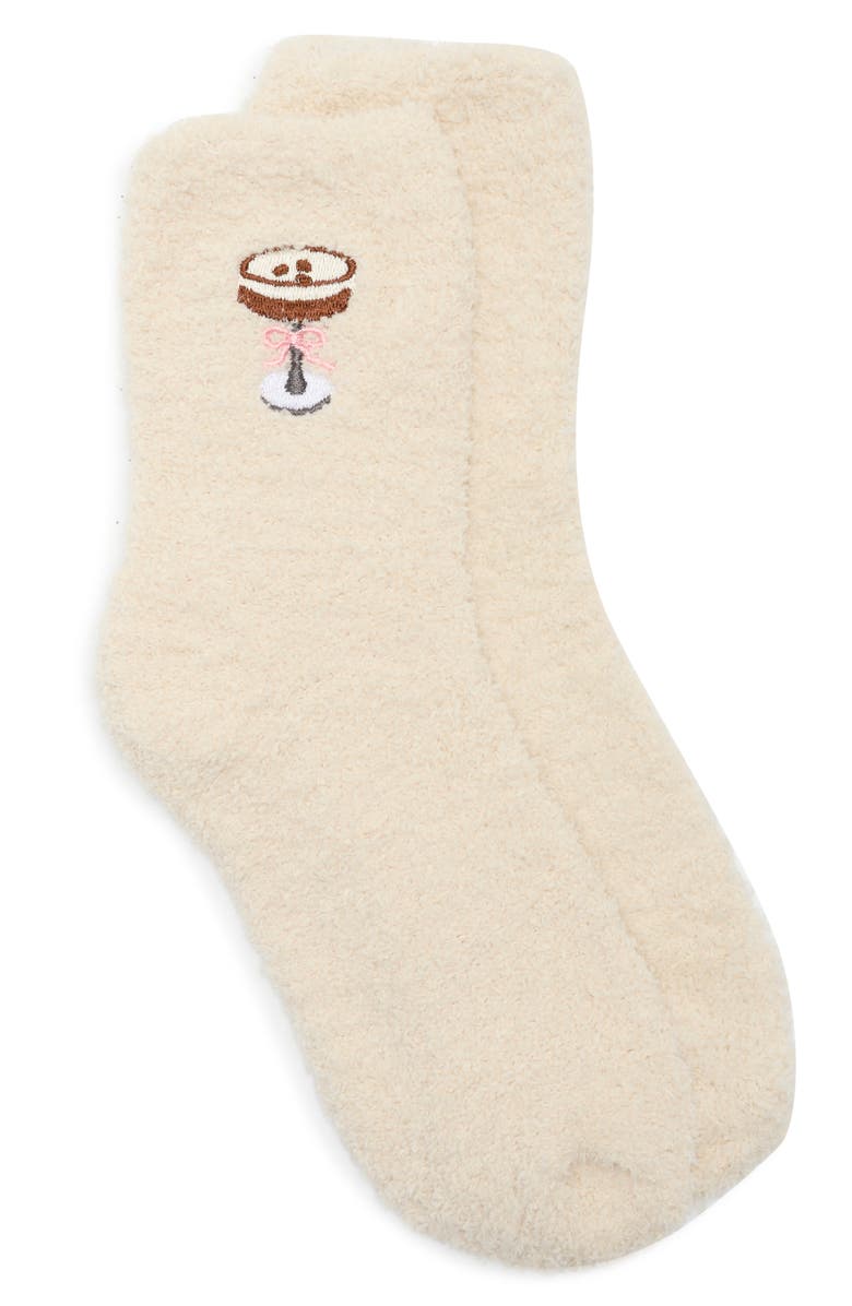 WORN/WEST Embroidered Espresso Martini Crew Socks, Main, color, Beige