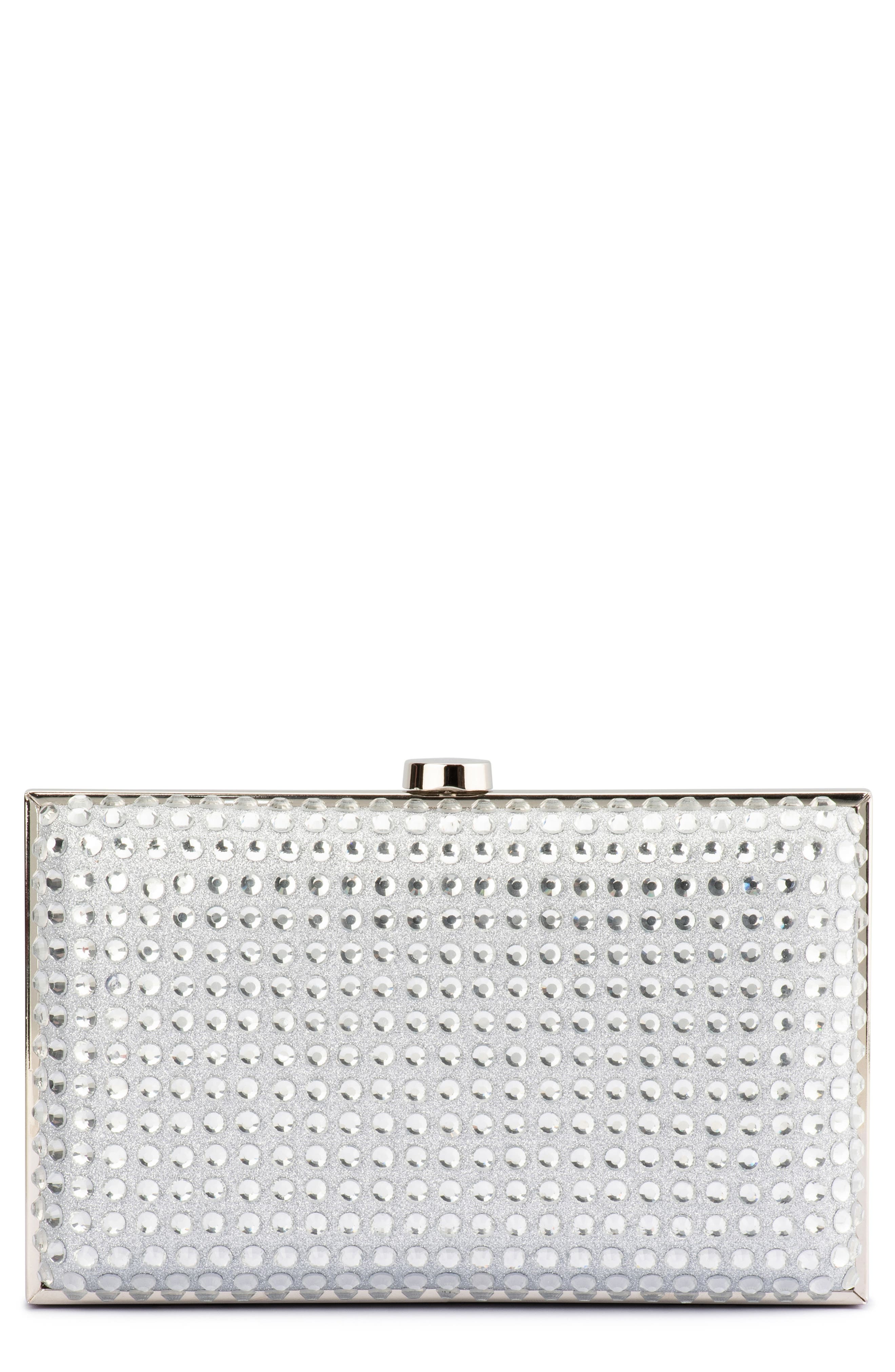Manuela Hotfix Frame Clutch, Main, color, SILVER