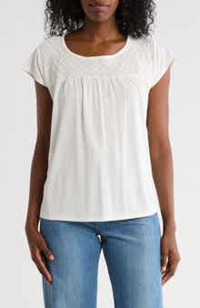 matty m. Lace Yoke Knit Top