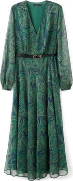MANGO Print Long Sleeve Maxi Dress