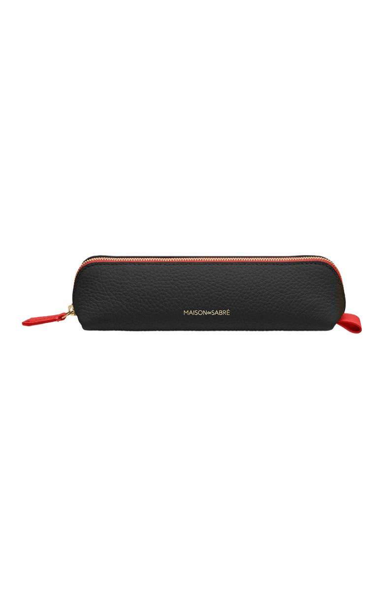 MAISON de SABRÉ Leather Pencil Case, Main, color, Rouge Noir