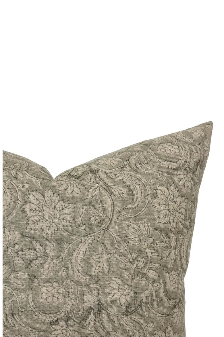 Sydney Neutral Floral Gray Handblock Pillow Cover, Alternate, color, Gray