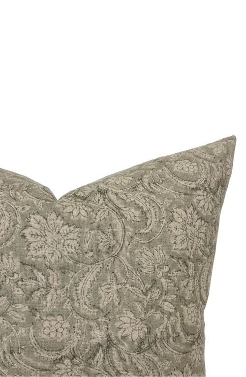 Linen & James Sydney Neutral Floral Gray Handblock Pillow Cover In Gray