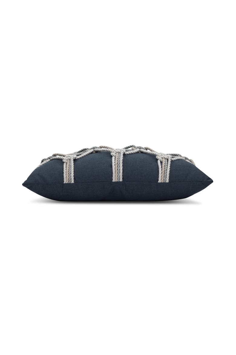Rope Hand Knotted Macrame Indoor & Outdoor Woven Accent Pillow, Alternate, color, Indigo