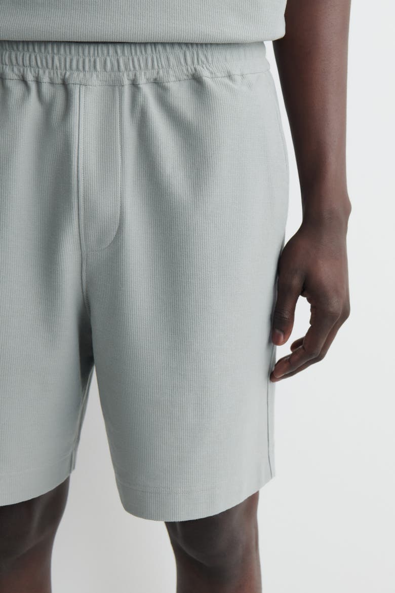 Elasticated Cotton-piqué Shorts, Alternate, color, GRAY