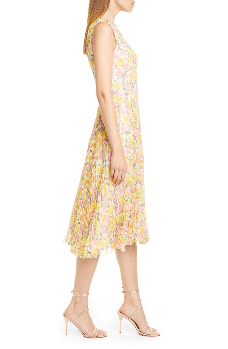 Jason Wu Collection Pleated Floral Chiffon Midi Dress, Alternate, color,