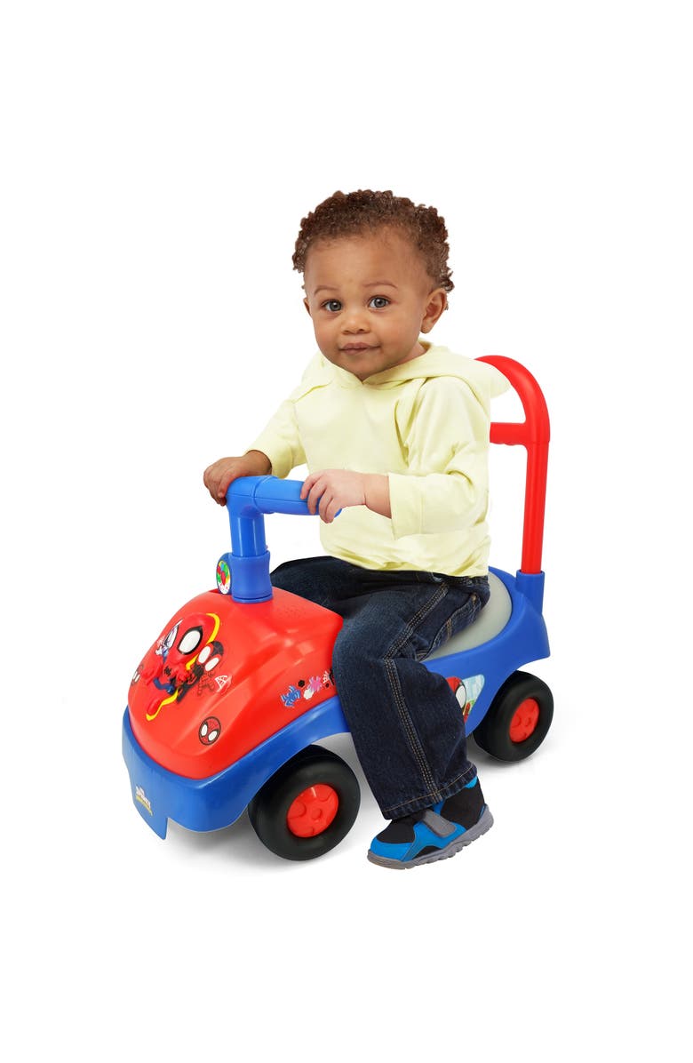 Kiddieland Spidey Foldable Handle Rideon W/ Interactive Dashboard & Sounds, Alternate, color, Multicolored
