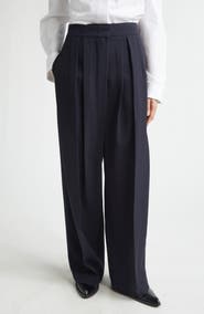 Jil Sander Irregular Pleated Wool Gabardine Trousers