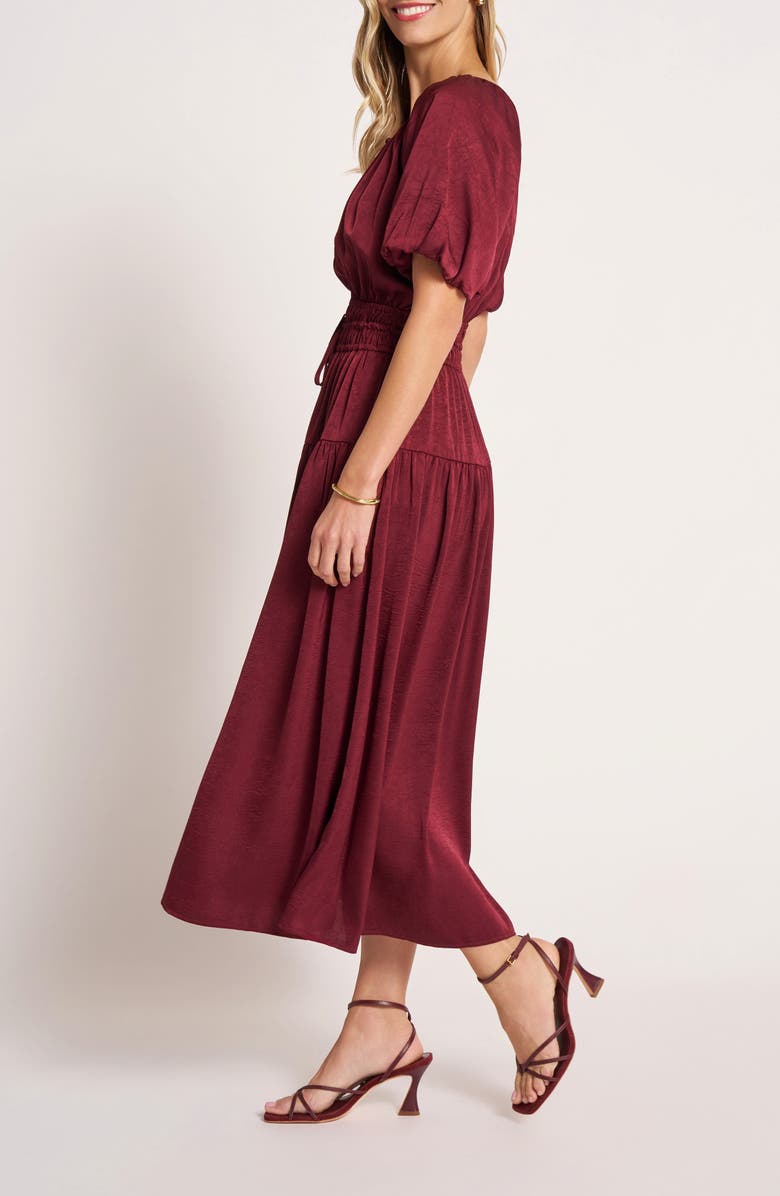 matty m. Belle Puff Sleeve Dress, Alternate, color, Merlot