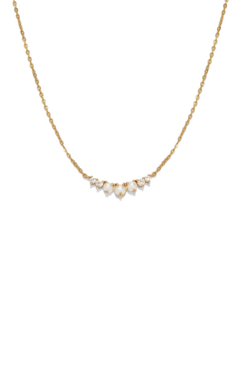 MADE BY MARY Crescent Pearl Necklace, Main, color, Gold Vermeil