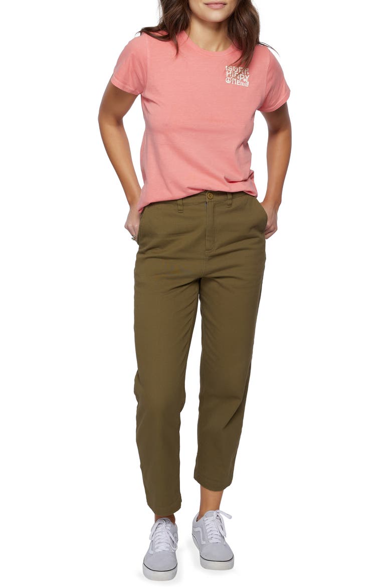 High Waist Cotton Chino Pants, Alternate, color, OLIVE