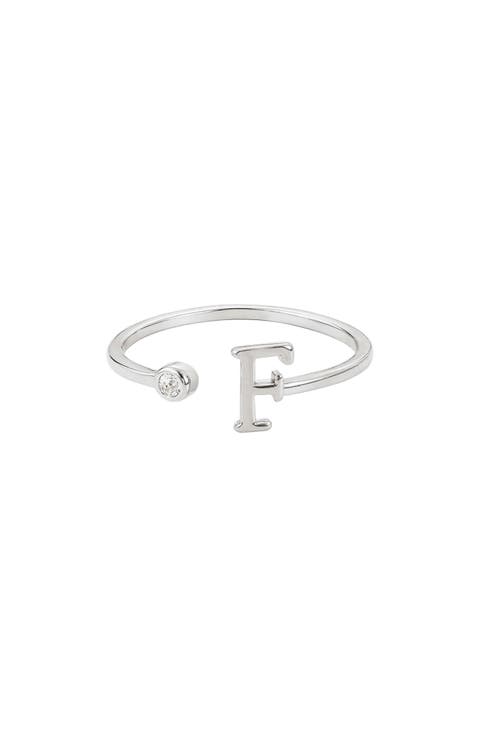 Cubic Zirconia Initial Adjustable Band Ring