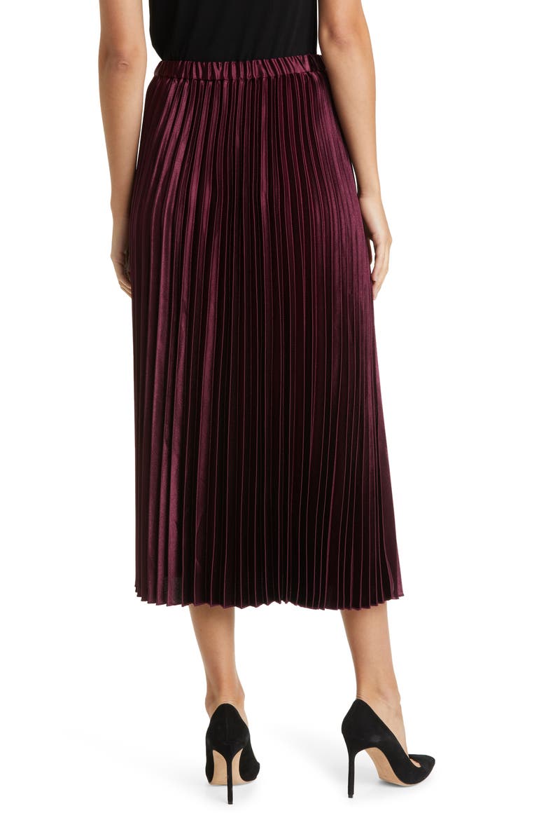 Pleated Satin Skirt, Alternate, color, CHIANTI