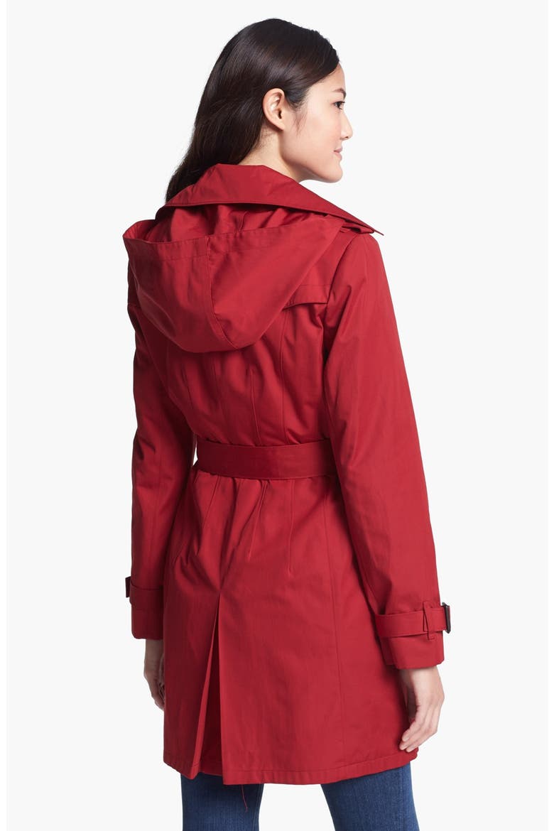 Trench Coat with Detachable Hood (Nordstrom Exclusive), Alternate, color, DARK RED