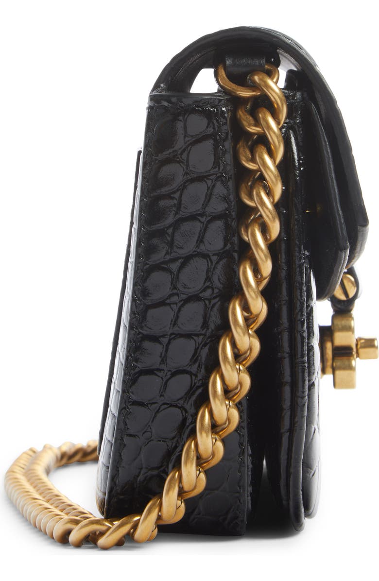 Balenciaga Extra Small Croc Embossed Leather Crossbody Bag, Alternate, color,