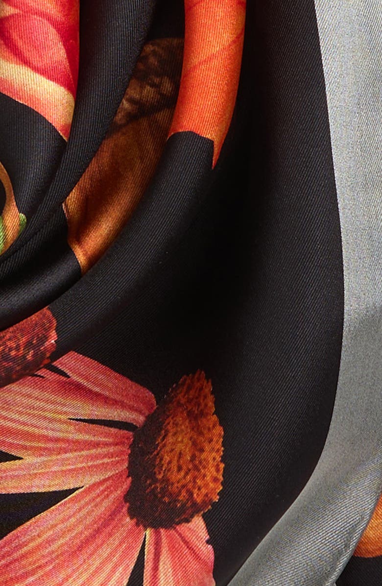 Echo The Botanists Collection Silk Scarf, Alternate, color, Black