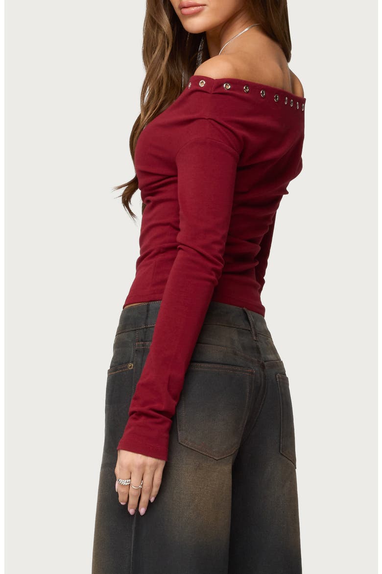 Rebekka Grommet Off the Shoulder Sweater, Alternate, color, BURGUNDY