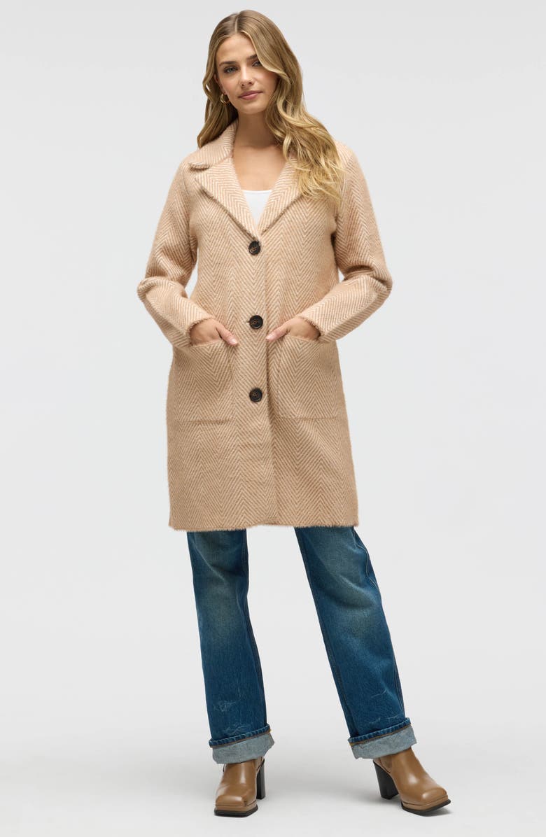 NVLT Chevron Print Eyelash Coat, Alternate, color, Camel